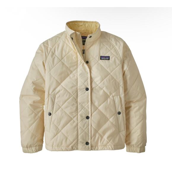 Patagonia Girls Youth L 12 Diamond Quilted Puffer Insulated Jacket Ivory